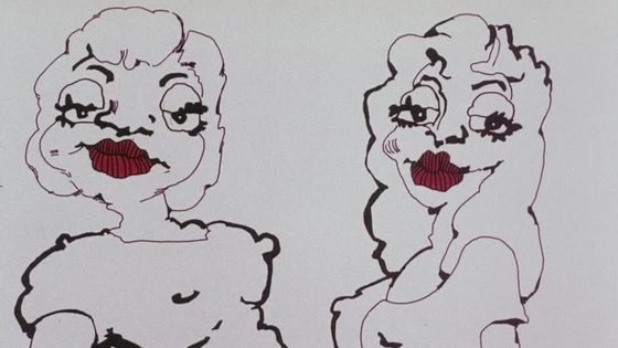 Still from Football Freaks by Paul Vester: two pen-drawn women with red lips